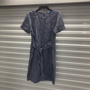 J. McLaughlin Navy and White Checkered Midi Dress